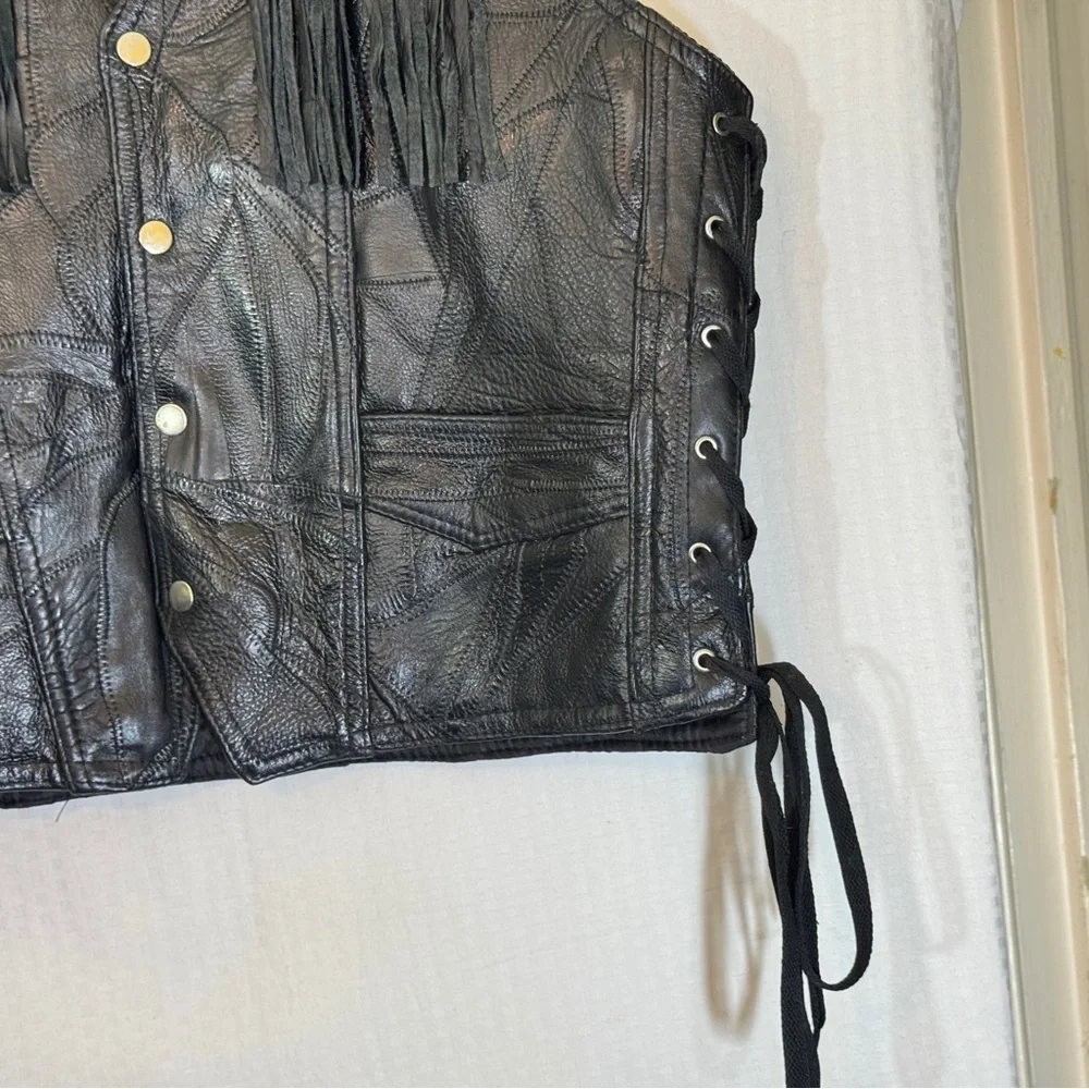 Vintage Navarre Genuine Buffalo Leather Fringe Vest XL – Italian Stone